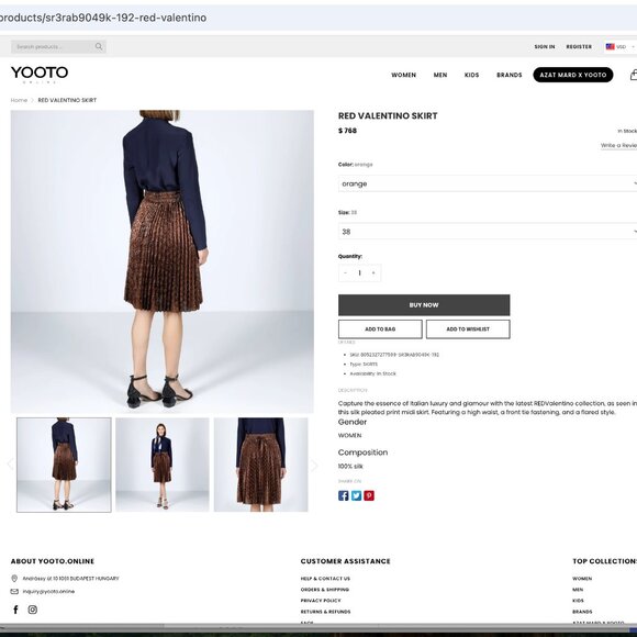 RED Valentino Metallic Dark Copper Jacquard Knee-Length Pleated Skirt wmns 48/18 - Picture 16 of 17